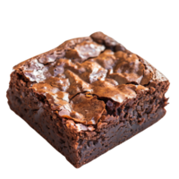 A close-up shot of a decadent chocolate brownie with rich, gooey texture isolated on a transparent background png