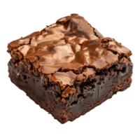 A close-up shot of a decadent chocolate brownie with rich, gooey texture isolated on a transparent background png
