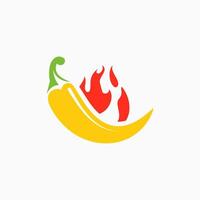 Chilli pepper with fire illustration design. vector