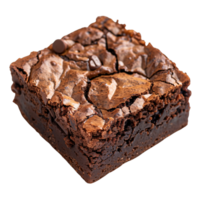 A close-up shot of a decadent chocolate brownie with rich, gooey texture isolated on a transparent background png