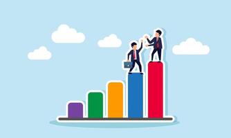 Manager support to achieve target, mentor or coaching to success in work, trusted partnership or team collaboration concept, success businessman support team member giving hand to help reach target. vector