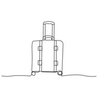 Suitcase continuous one-line art drawing. Travel bag continuous outline isolated on white background. vector