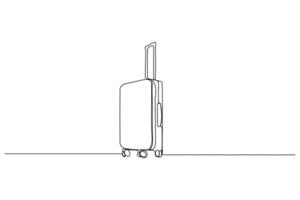 Suitcase continuous one-line art drawing. Travel bag continuous outline isolated on white background. vector