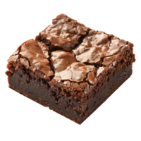 A close-up shot of a decadent chocolate brownie with rich, gooey texture isolated on a transparent background png
