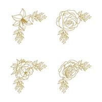 The Blooms Greenery Floral Foliage Ornament Corner Text Separator Elegance Frame for Invitations vector