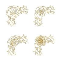 The Blooms Greenery Floral Foliage Ornament Corner Text Separator Elegance Frame for Invitations vector
