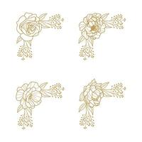 The Blooms Greenery Floral Foliage Ornament Corner Text Separator Elegance Frame for Invitations vector