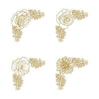 The Blooms Greenery Floral Foliage Ornament Corner Text Separator Elegance Frame for Invitations vector