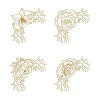 The Blooms Greenery Floral Foliage Ornament Corner Text Separator Elegance Frame for Invitations vector