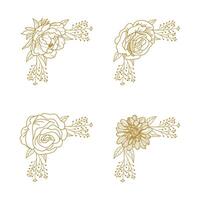 The Blooms Greenery Floral Foliage Ornament Corner Text Separator Elegance Frame for Invitations vector