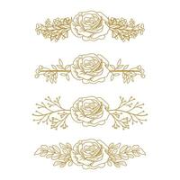 The Blooms Greenery Floral Foliage Ornament Corner Text Separator Elegance Frame for Invitations vector