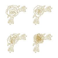 The Blooms Greenery Floral Foliage Ornament Corner Text Separator Elegance Frame for Invitations vector