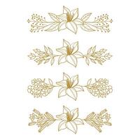 The Blooms Greenery Floral Foliage Ornament Corner Text Separator Elegance Frame for Invitations vector