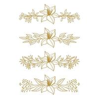 The Blooms Greenery Floral Foliage Ornament Corner Text Separator Elegance Frame for Invitations vector