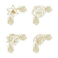 The Blooms Greenery Floral Foliage Ornament Corner Text Separator Elegance Frame for Invitations vector