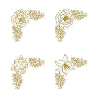 The Blooms Greenery Floral Foliage Ornament Corner Text Separator Elegance Frame for Invitations vector