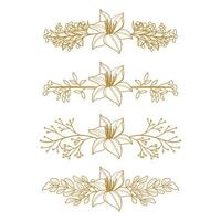 The Blooms Greenery Floral Foliage Ornament Corner Text Separator Elegance Frame for Invitations vector