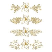 The Blooms Greenery Floral Foliage Ornament Corner Text Separator Elegance Frame for Invitations vector