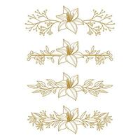 The Blooms Greenery Floral Foliage Ornament Corner Text Separator Elegance Frame for Invitations vector