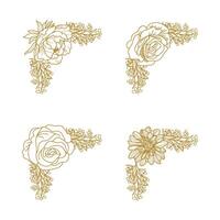 The Blooms Greenery Floral Foliage Ornament Corner Text Separator Elegance Frame for Invitations vector