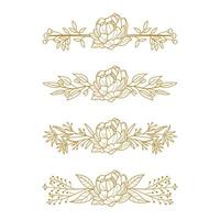 The Blooms Greenery Floral Foliage Ornament Corner Text Separator Elegance Frame for Invitations vector