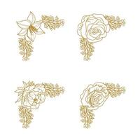 The Blooms Greenery Floral Foliage Ornament Corner Text Separator Elegance Frame for Invitations vector