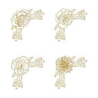 The Blooms Greenery Floral Foliage Ornament Corner Text Separator Elegance Frame for Invitations vector