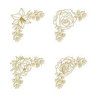 The Blooms Greenery Floral Foliage Ornament Corner Text Separator Elegance Frame for Invitations vector