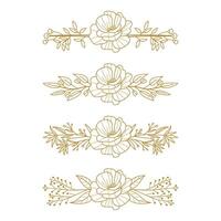 The Blooms Greenery Floral Foliage Ornament Corner Text Separator Elegance Frame for Invitations vector