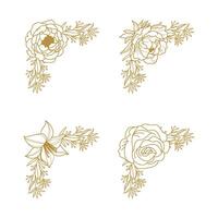 The Blooms Greenery Floral Foliage Ornament Corner Text Separator Elegance Frame for Invitations vector