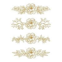 The Blooms Greenery Floral Foliage Ornament Corner Text Separator Elegance Frame for Invitations vector