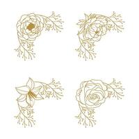 The Blooms Greenery Floral Foliage Ornament Corner Text Separator Elegance Frame for Invitations vector