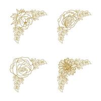 The Blooms Greenery Floral Foliage Ornament Corner Text Separator Elegance Frame for Invitations vector