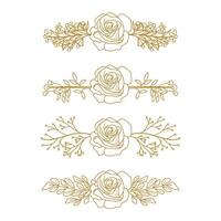 The Blooms Greenery Floral Foliage Ornament Corner Text Separator Elegance Frame for Invitations vector