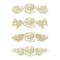 The Blooms Greenery Floral Foliage Ornament Corner Text Separator Elegance Frame for Invitations vector