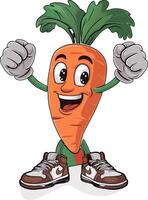 Carrot cartoon character, and mascot of a welcome pose. Illustration of cute and funny carrot in cartoon and flat style. vector