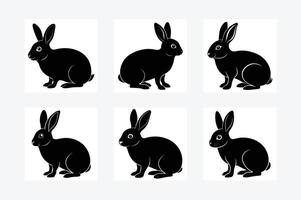 Simple rabbit silhouette set design vector