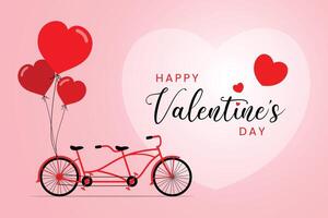 Valentines day background with bicycle and Heart Shaped Balloons. Suitable for invitation, brochure, card, banners, posters, etc vector