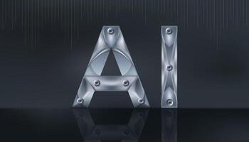 AI letter logo illustration for artificial intelligence concept with shadow effect vector