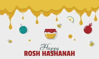 Rosh Hashanah poster with melted honey and event elements vector