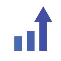 Upward arrow fused with a rising bar graph. vector