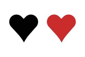 Black and red heart icon set. vector