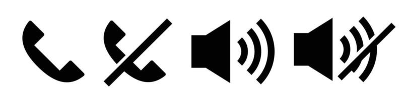 Phone icon and voice icon. Mute for each. vector