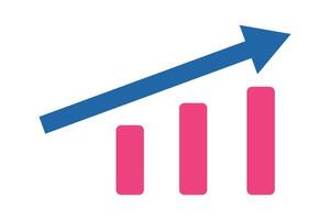 A growing bar graph icon. An ascending arrow. vector
