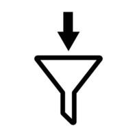 Down arrow and filter icon set. vector