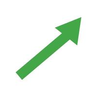 Rising arrow icon in green. vector