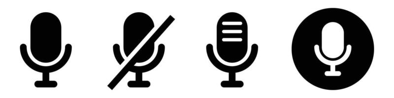 Microphone icon set. Sound icons and mute icons. vector