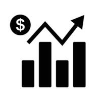Rising dollar price chart and bar graph icon. vector