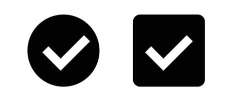 Round and square checkbox silhouette icons. vector