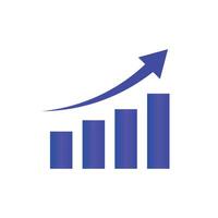Purple arrow and bar graph. Business chart. vector